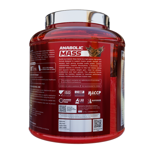 BuckleUp Nutrition Anabolic Mass Gainer | 6 lbs (30 Scoops) | 82.5g Protein, 3g Creatine