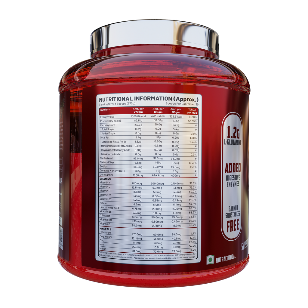 BuckleUp Nutrition Anabolic Mass Gainer | 6 lbs (30 Scoops) | 82.5g Protein, 3g Creatine