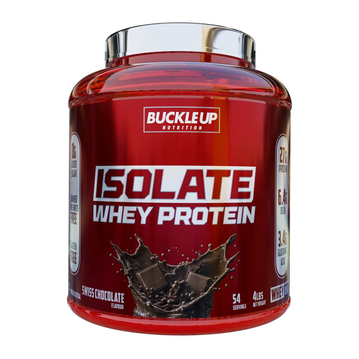 BuckleUp Nutrition Isolate Whey Protein Powder | 4 lbs (54 Servings) | 27g Protein
