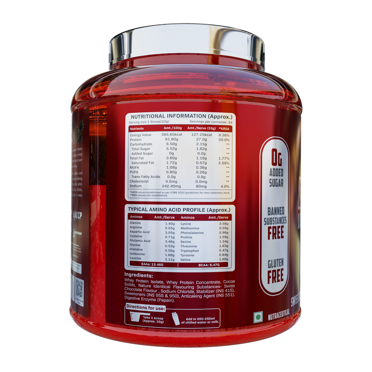 BuckleUp Nutrition Isolate Whey Protein Powder | 4 lbs (54 Servings) | 27g Protein
