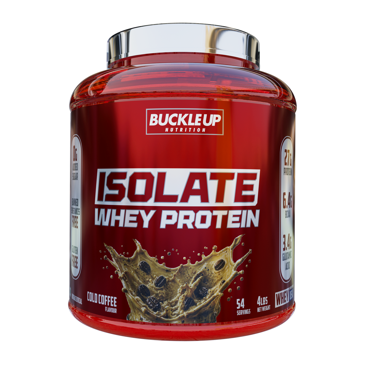 BuckleUp Nutrition Isolate Whey Protein Powder | 4 lbs (54 Servings) | 27g Protein