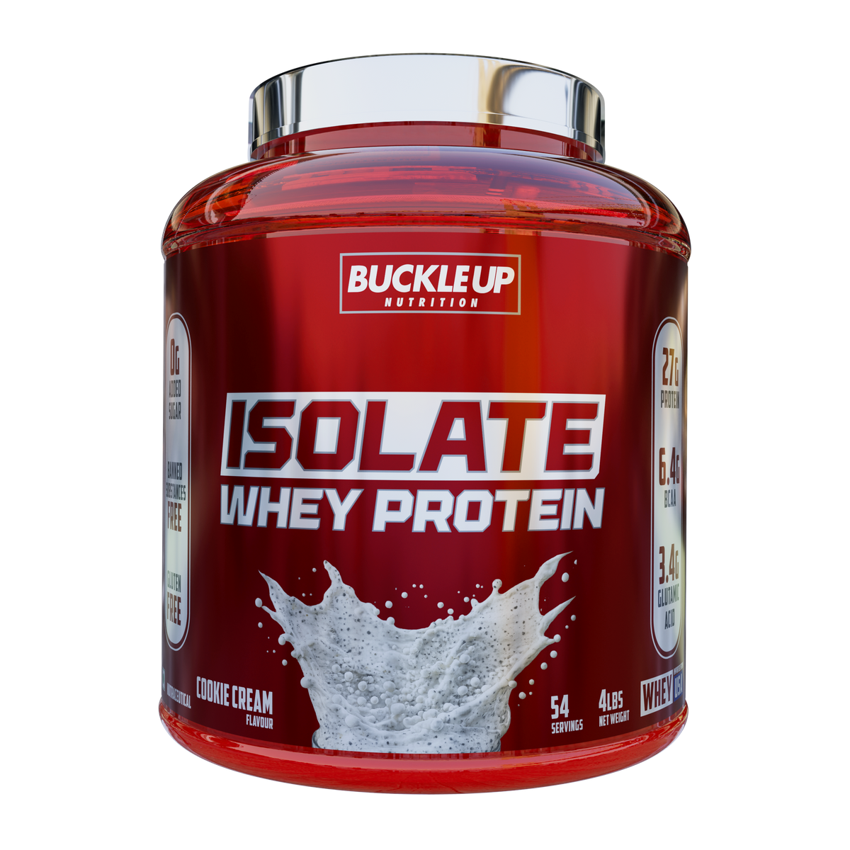 BuckleUp Nutrition Isolate Whey Protein Powder | 4 lbs (54 Servings) | 27g Protein