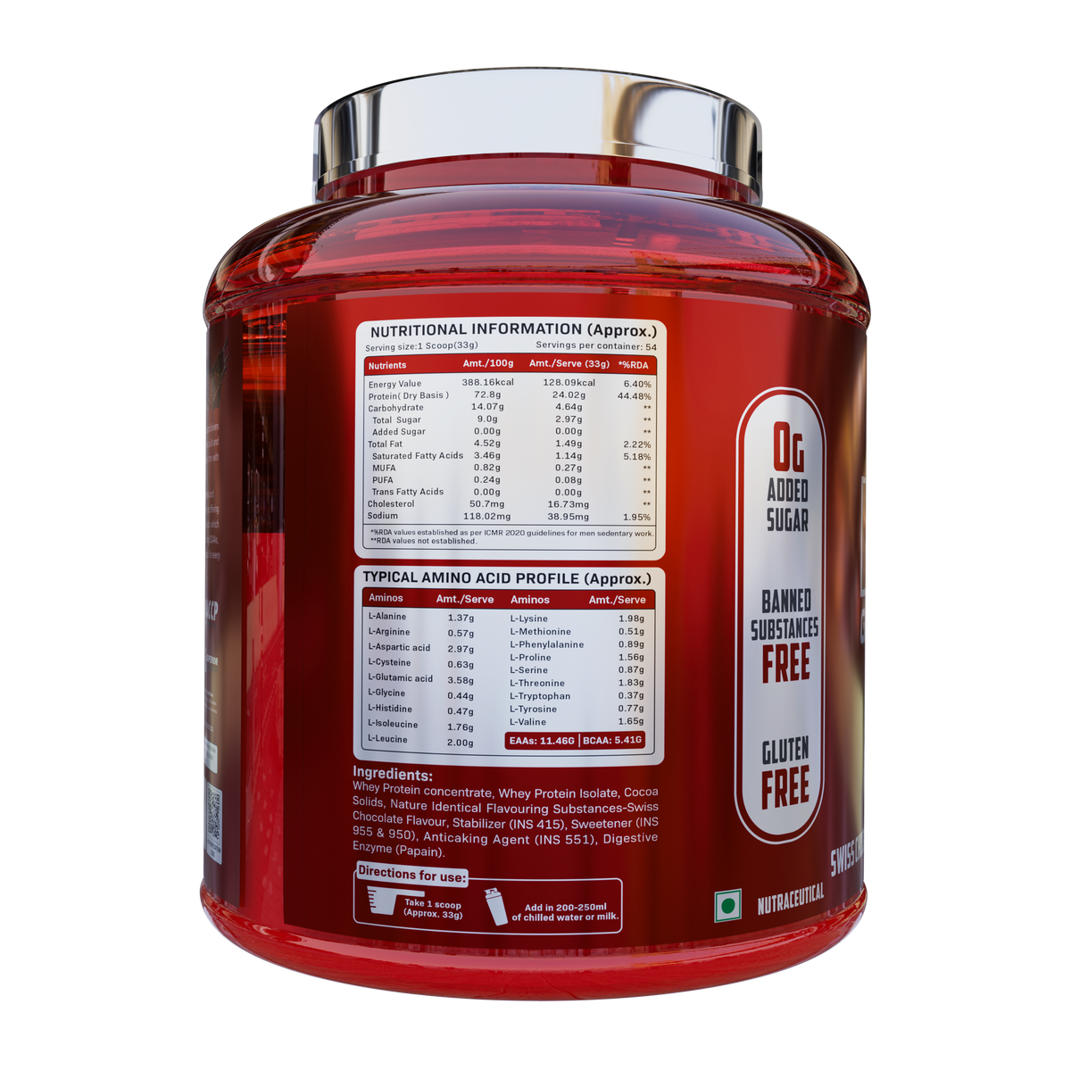 BuckleUp Nutrition Whey Gold Standard Protein Powder | 4 lbs (54 Servings) | 24g Protein