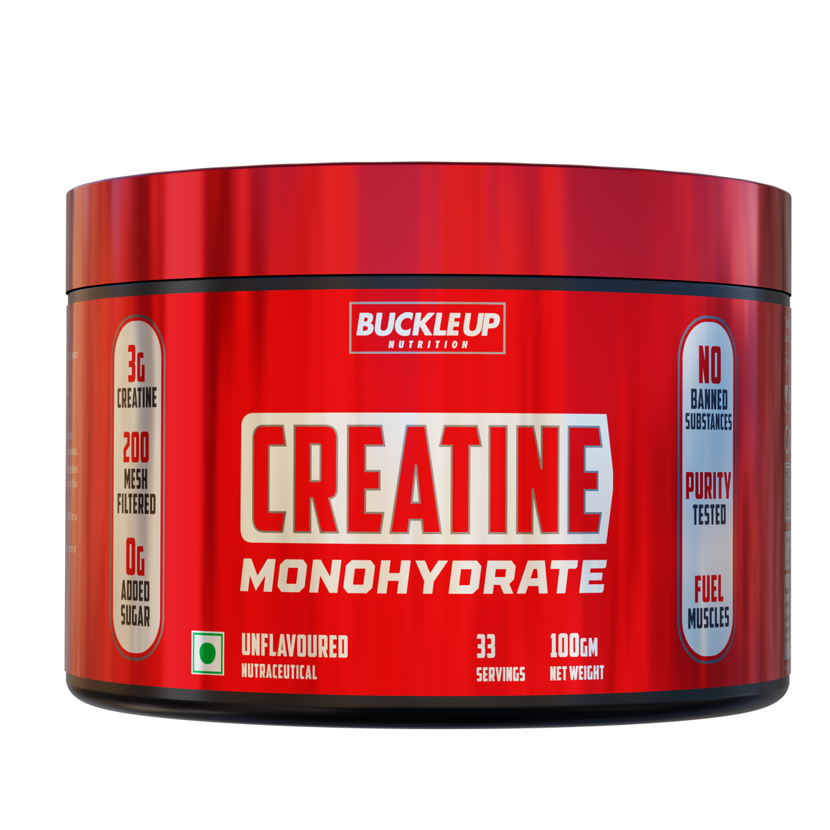 BuckleUp Nutrition Creatine Monohydrate | 100g (25 Servings) | 3g Creatine, 200 Mesh