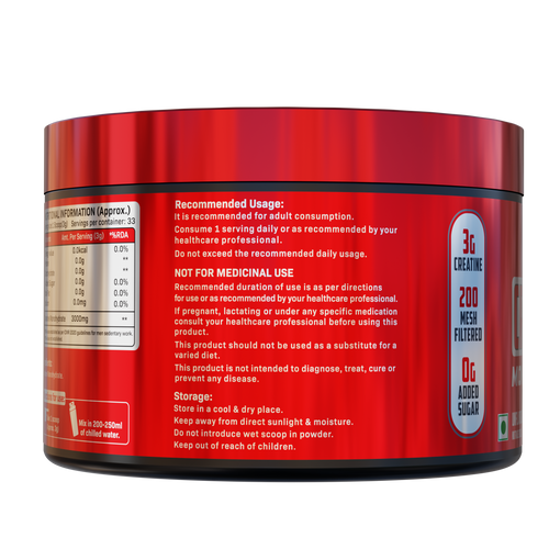 BuckleUp Nutrition Creatine Monohydrate | 100g (25 Servings) | 3g Creatine, 200 Mesh