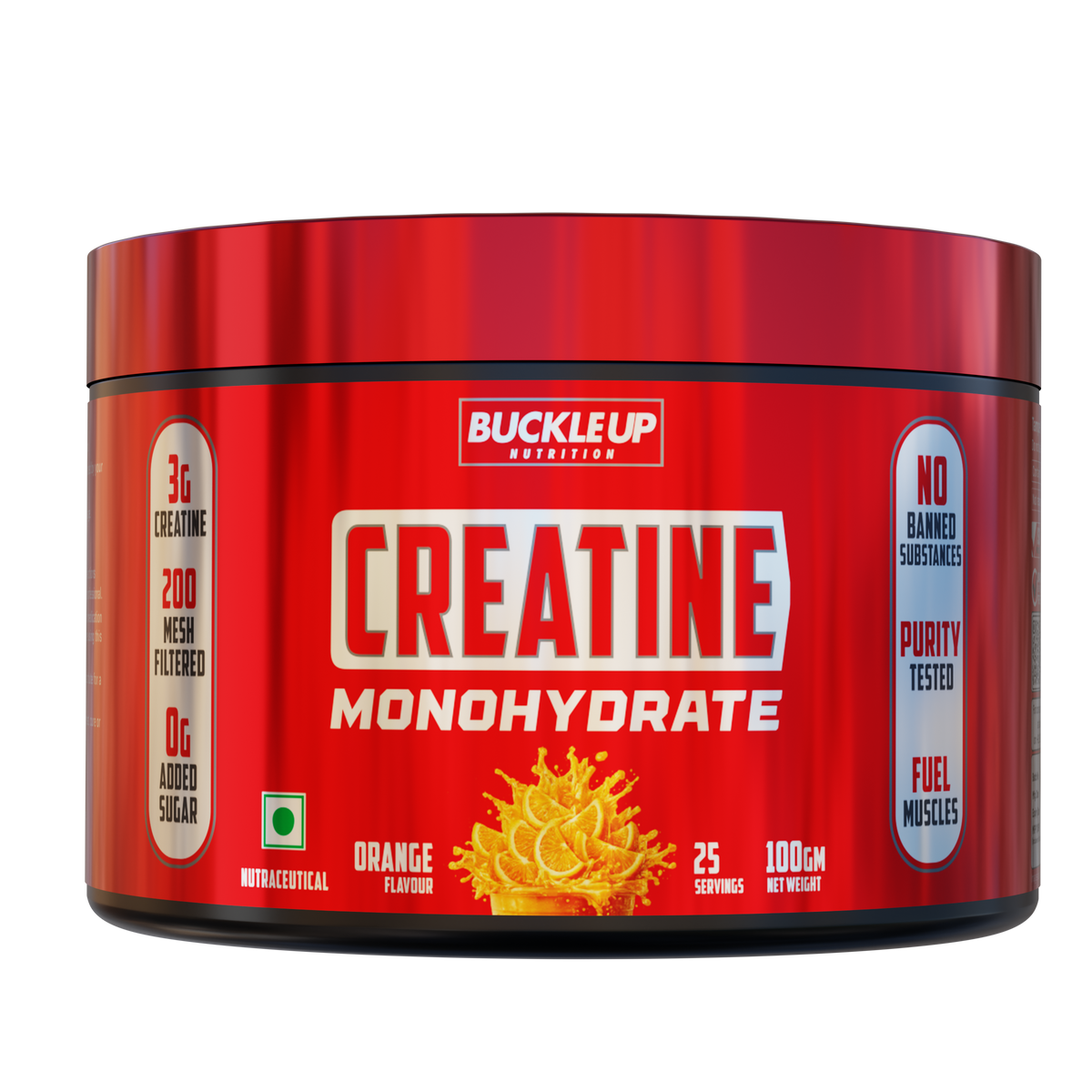 BuckleUp Nutrition Creatine Monohydrate | 100g (25 Servings) | 3g Creatine, 200 Mesh